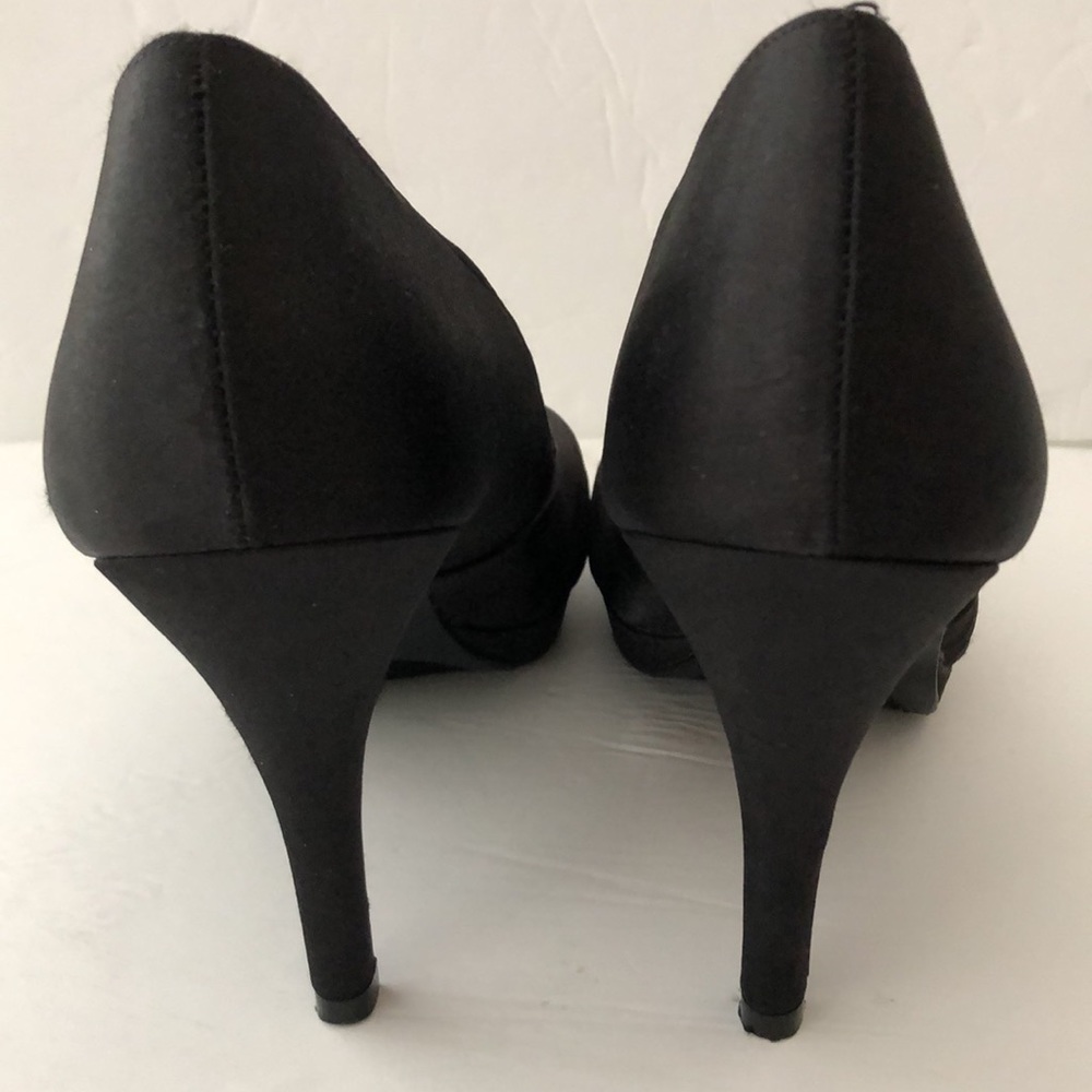 Fioni Night Black Satin Heels Shoes SZ 8.5 - Picture 6 of 10